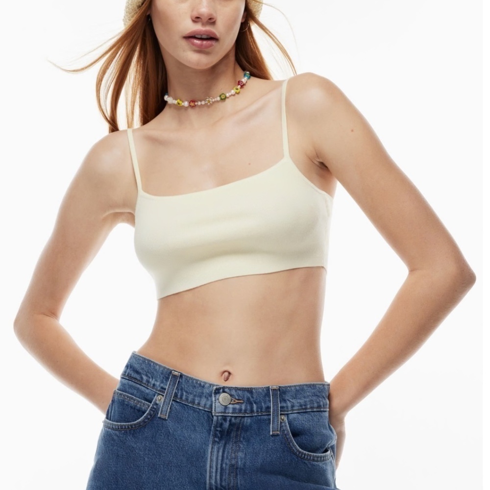 Aritzia Sunday Best Reese Sweater Knit bra top Crop Pastel Butter Yellow XL